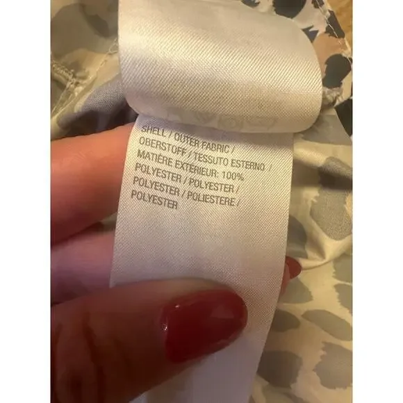 Susan Graver Leopard Print Anorak Rain coat hood water resistant packable Medium - Picture 4 of 5